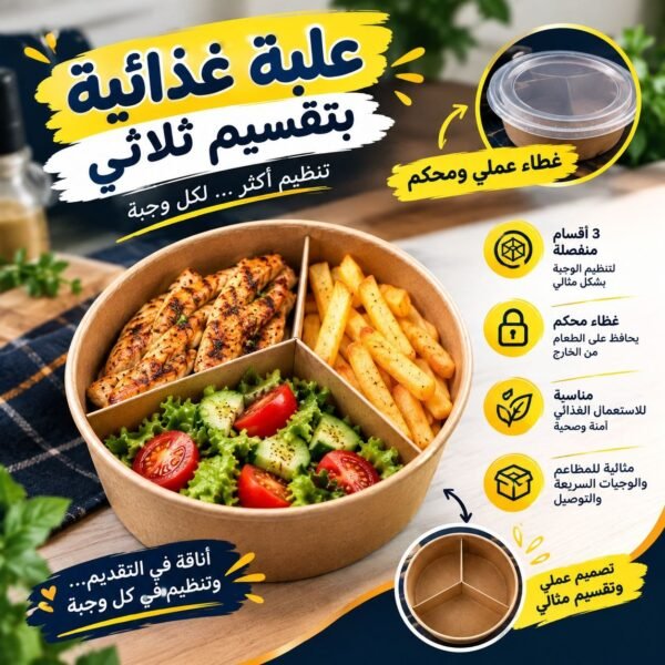 bowl 3  compartiment 1100ml kraft  100p